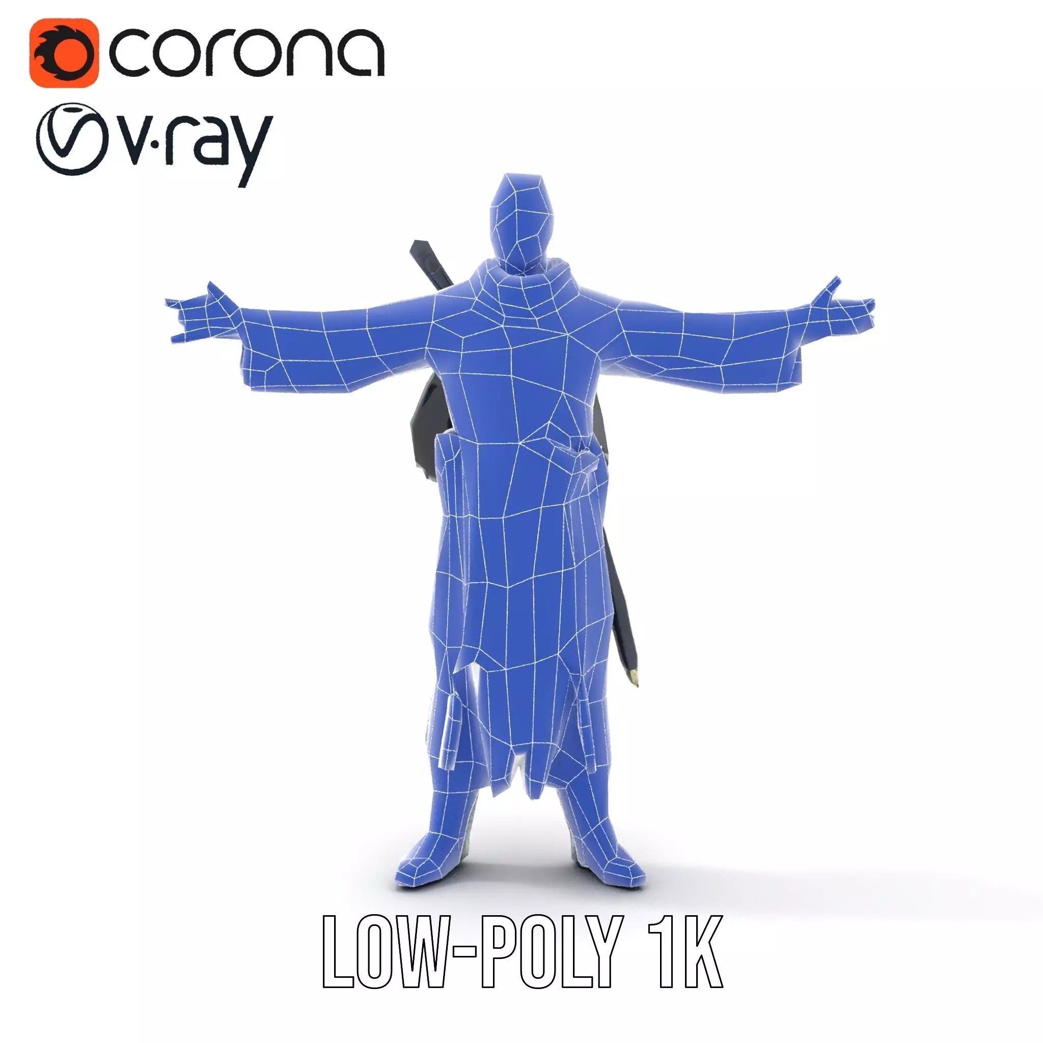 Warrior Monk Outfit model pack Low-poly 3D model_27