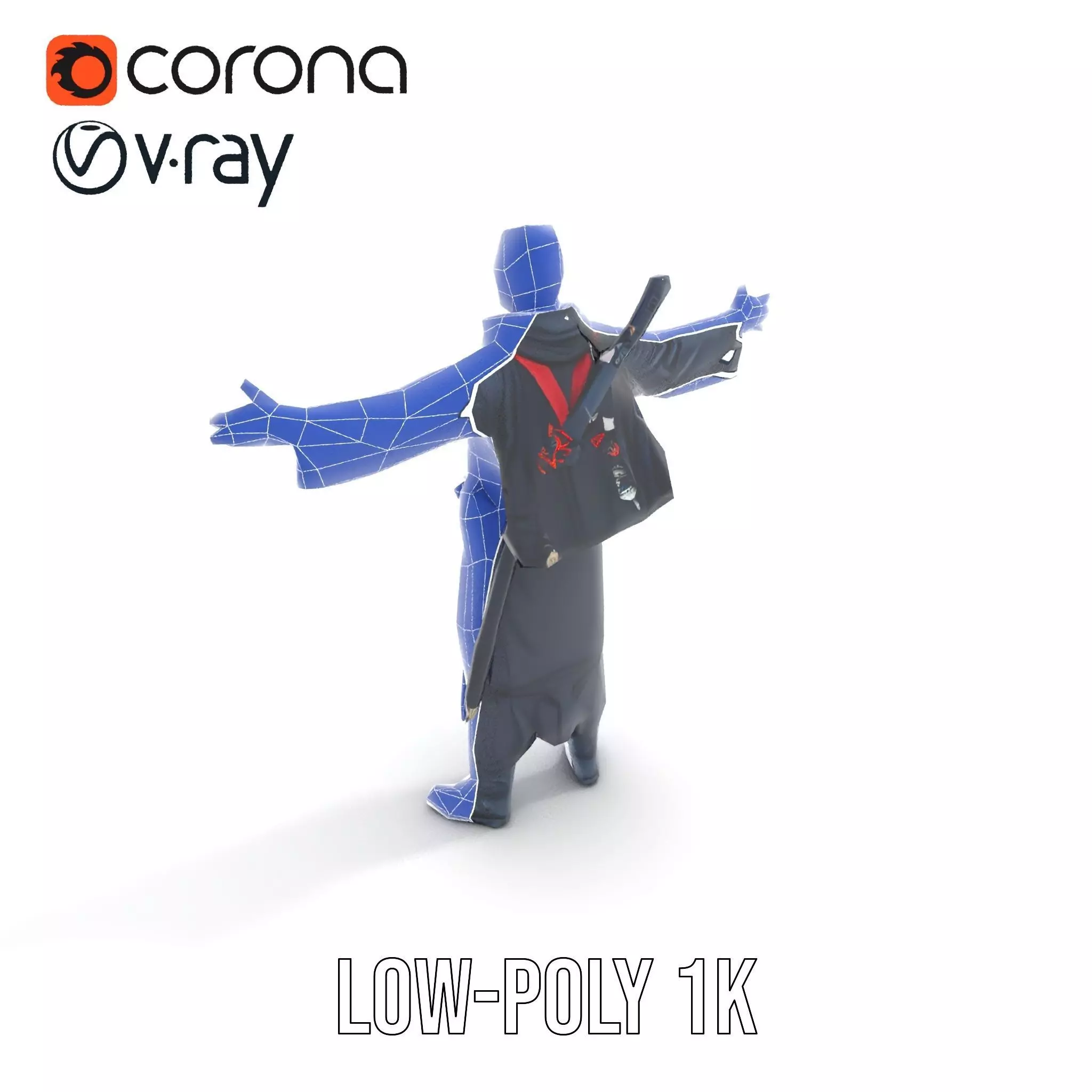 Warrior Monk Outfit model pack Low-poly 3D model_19