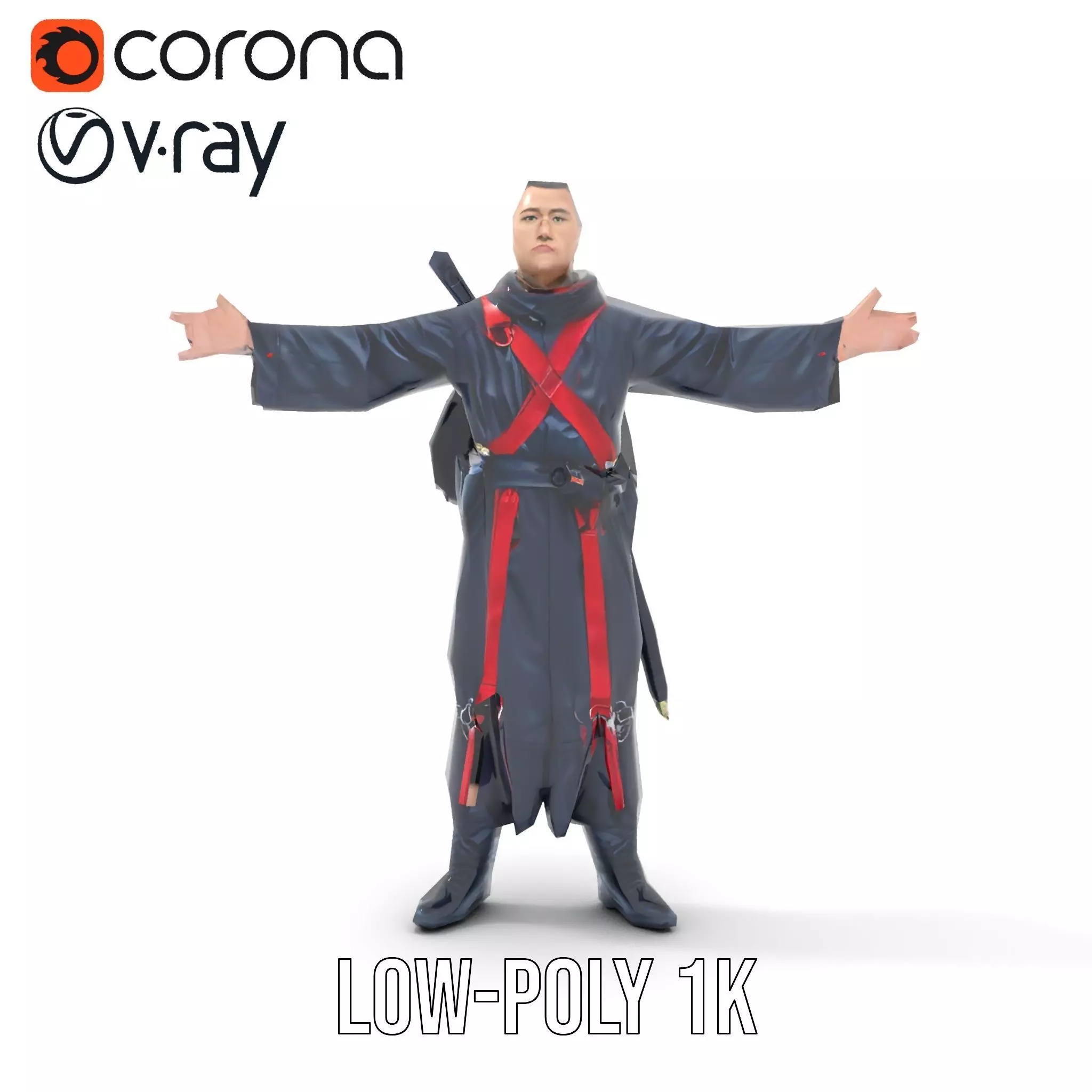 Warrior Monk Outfit model pack Low-poly 3D model_7