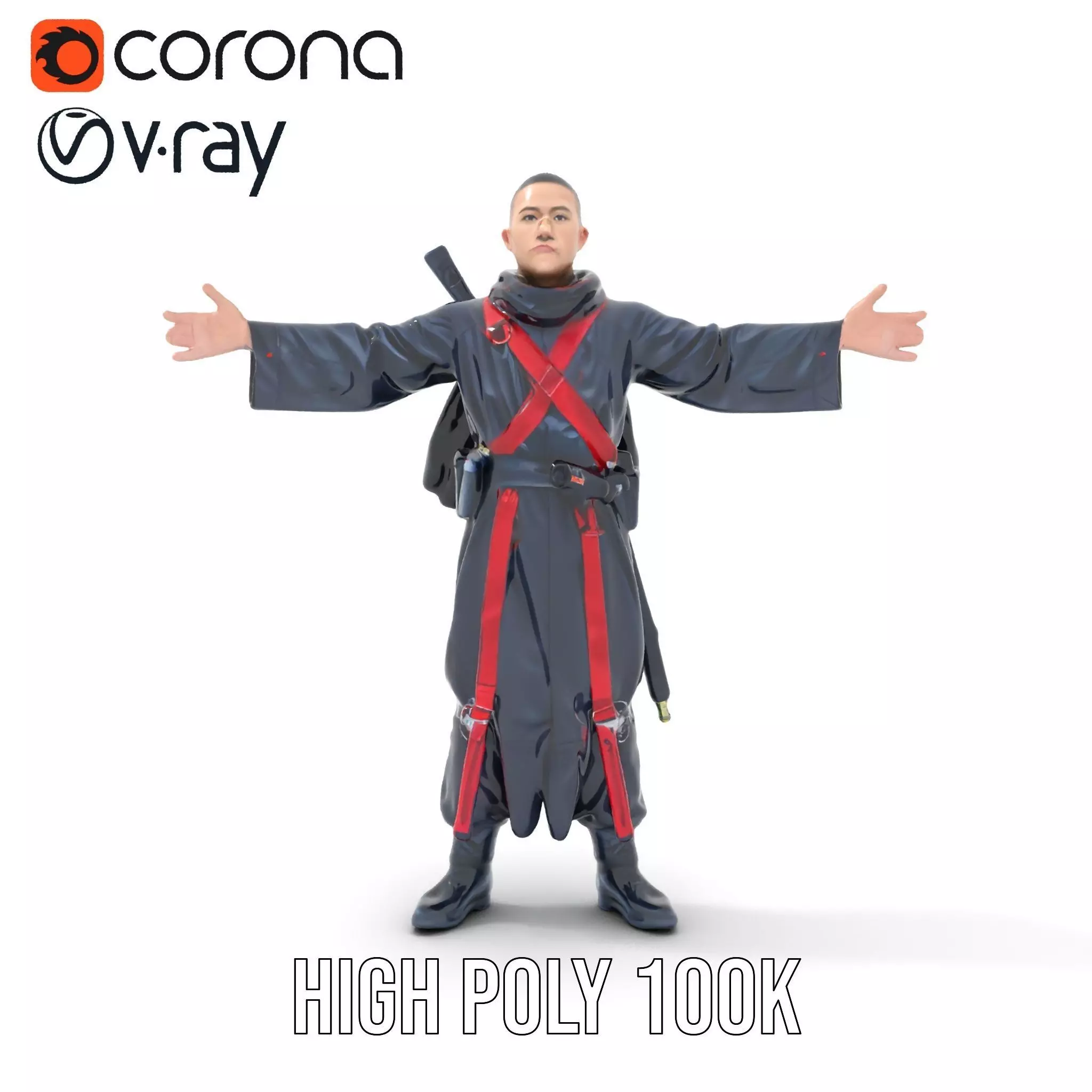 Warrior Monk Outfit model pack Low-poly 3D model_23