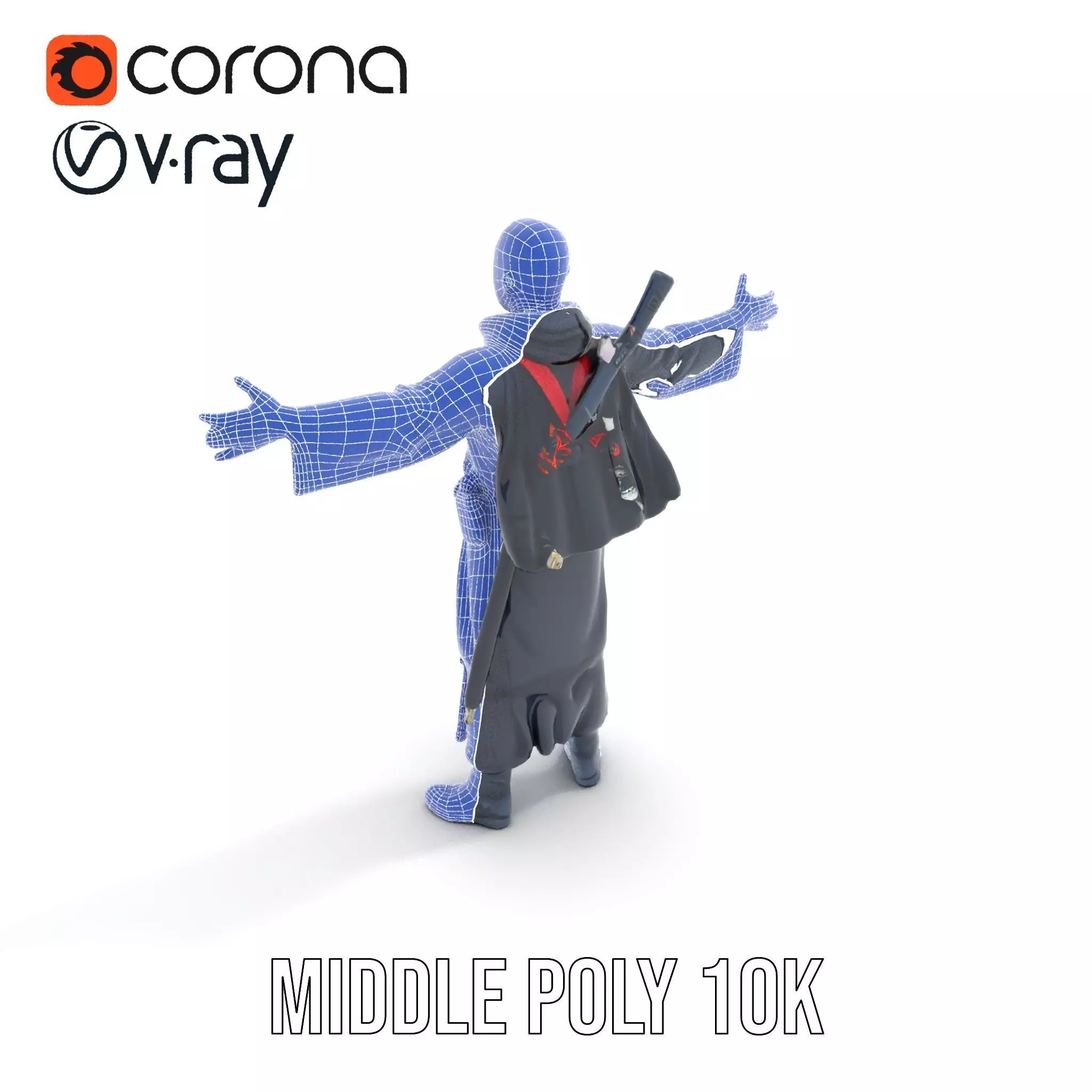 Warrior Monk Outfit model pack Low-poly 3D model_15