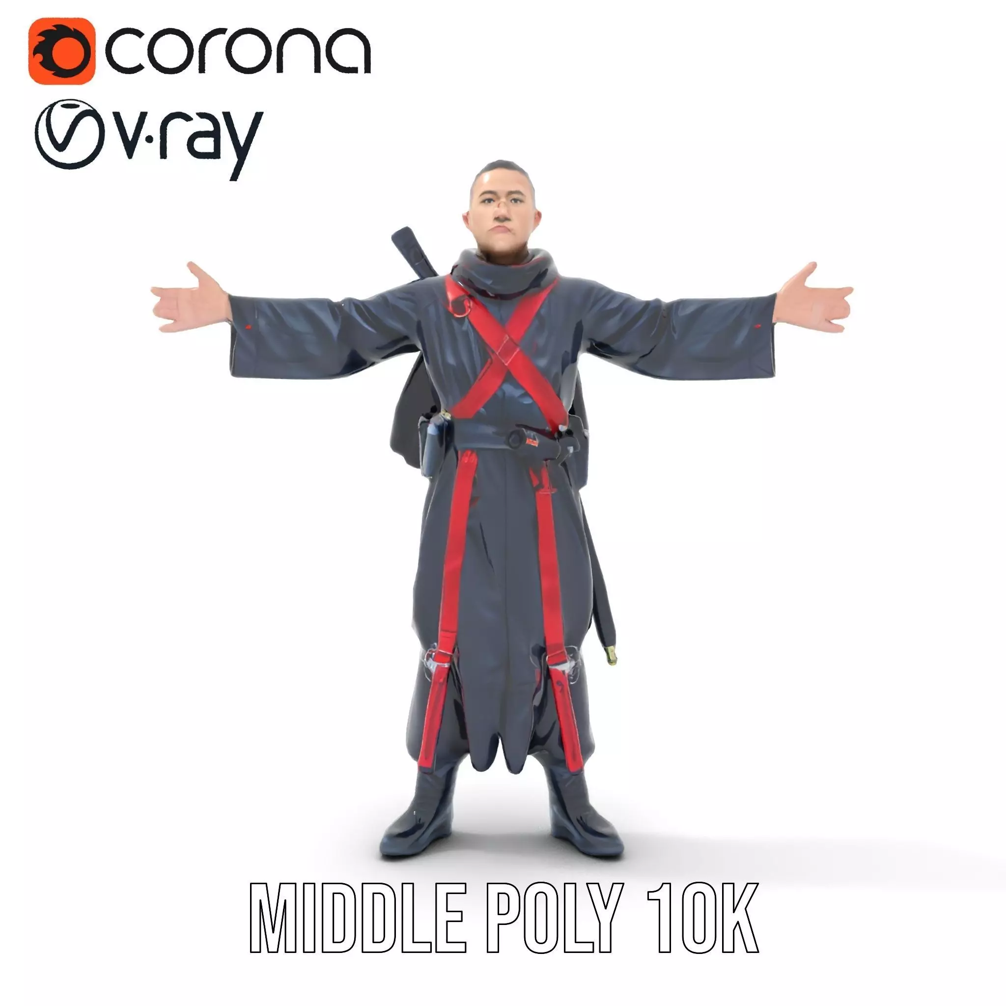 Warrior Monk Outfit model pack Low-poly 3D model_18