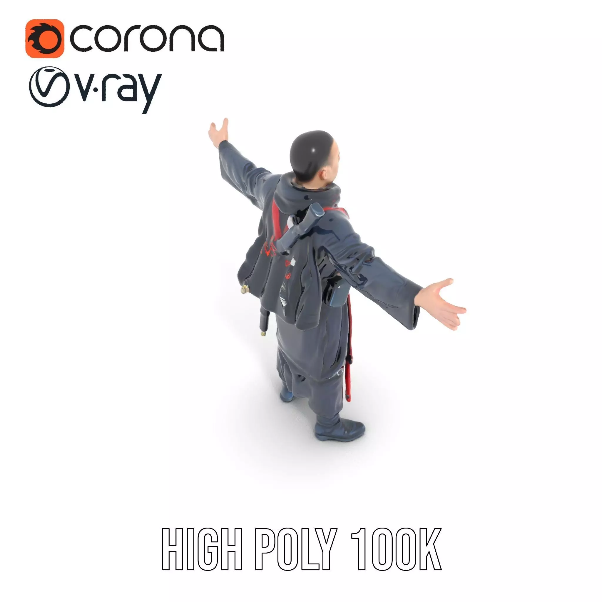 Warrior Monk Outfit model pack Low-poly 3D model_20