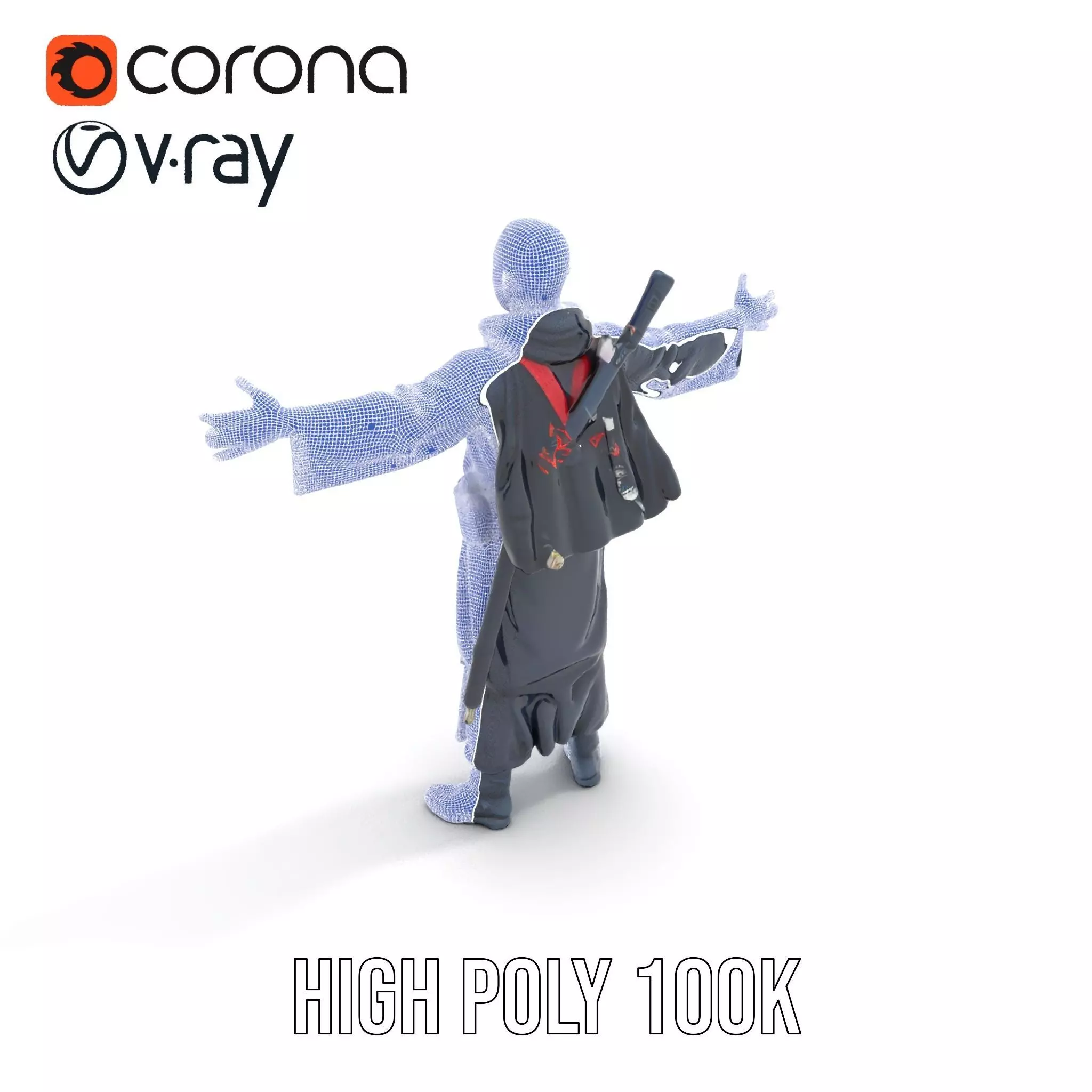Warrior Monk Outfit model pack Low-poly 3D model_28