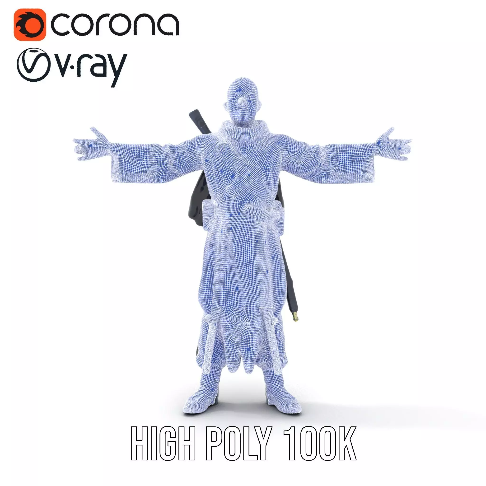 Warrior Monk Outfit model pack Low-poly 3D model_34