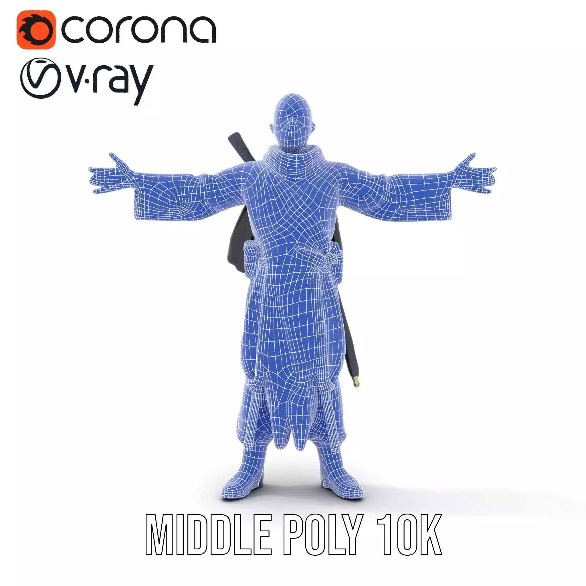 Warrior Monk Outfit model pack Low-poly 3D model_29
