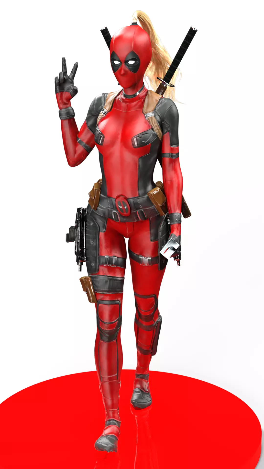 Lady Deadpool Chaos with a Ponytail 3D print model