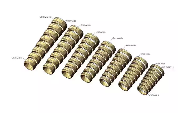 Set 4to10mm wide double grooved comfort fit wedding band