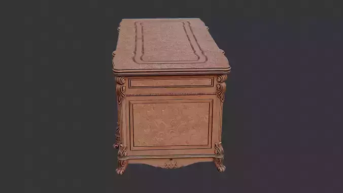 Vintage wooden desk with drawers and brass hardware