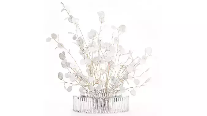 Realistic bouquet white moonflower branches glass vase decor