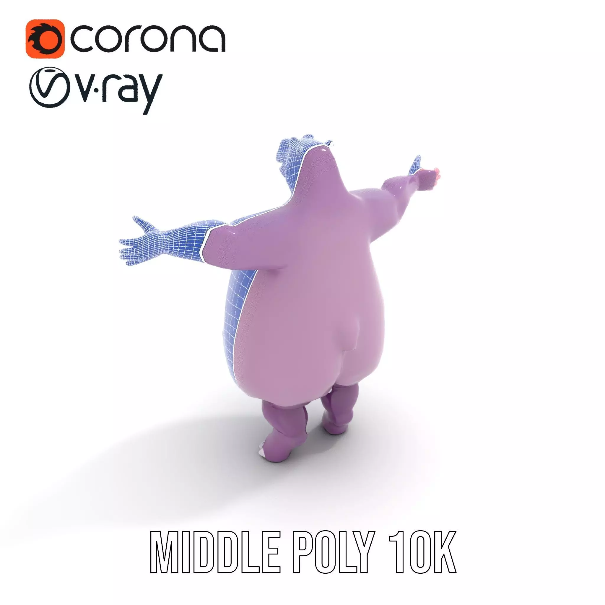 Plump Hippo Character model pack Low-poly 3D model_5