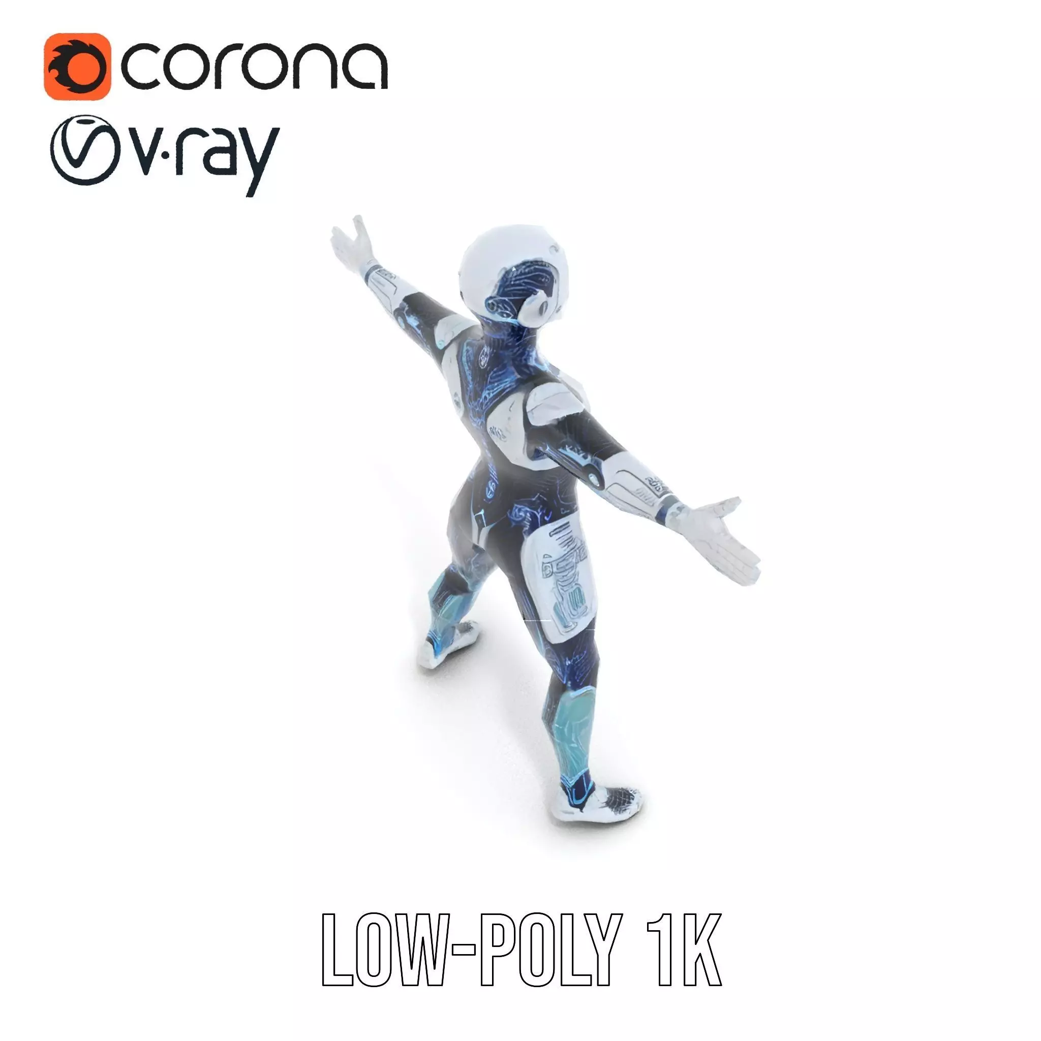 Futuristic Android model pack Low-poly 3D model_16