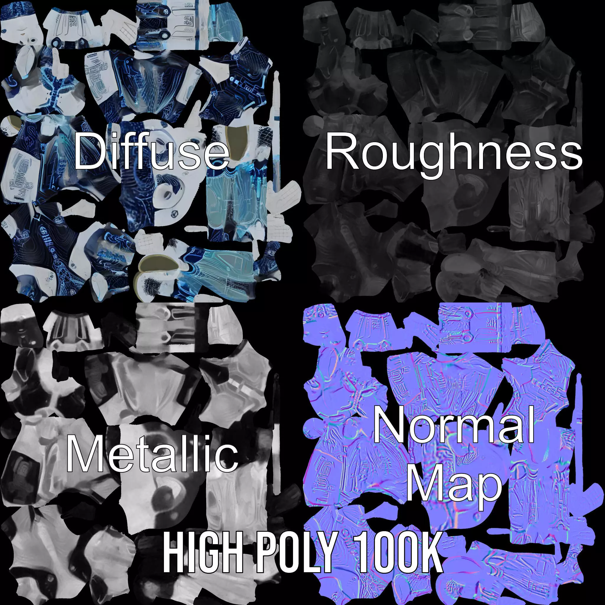 Futuristic Android model pack Low-poly 3D model_3