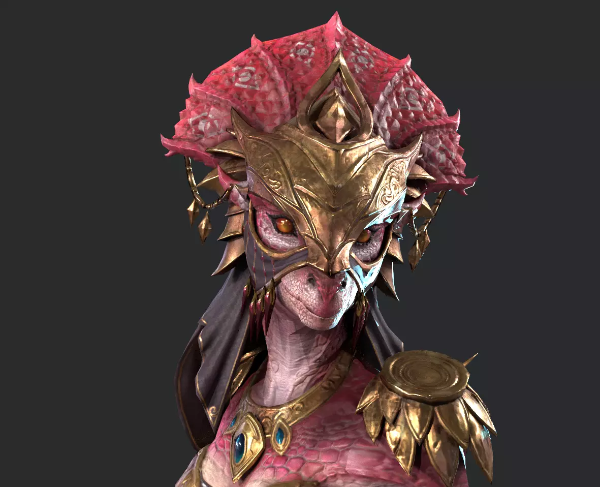 Lizard Woman Low-poly 3D model_10