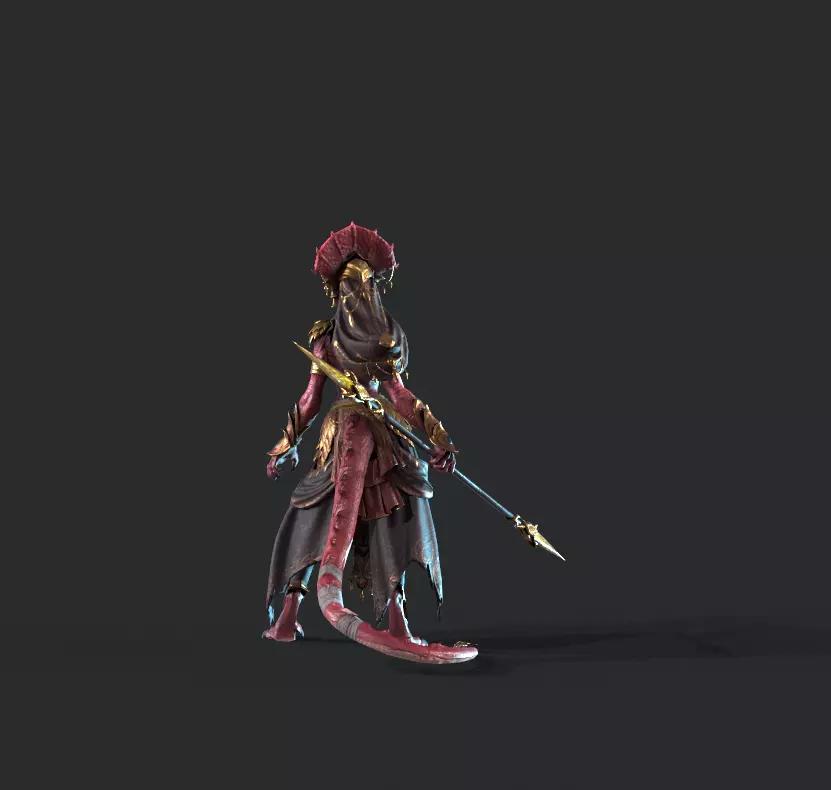 Lizard Woman Low-poly 3D model_12