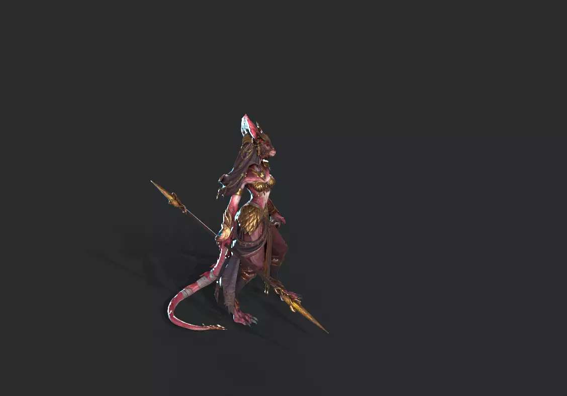 Lizard Woman Low-poly 3D model_8