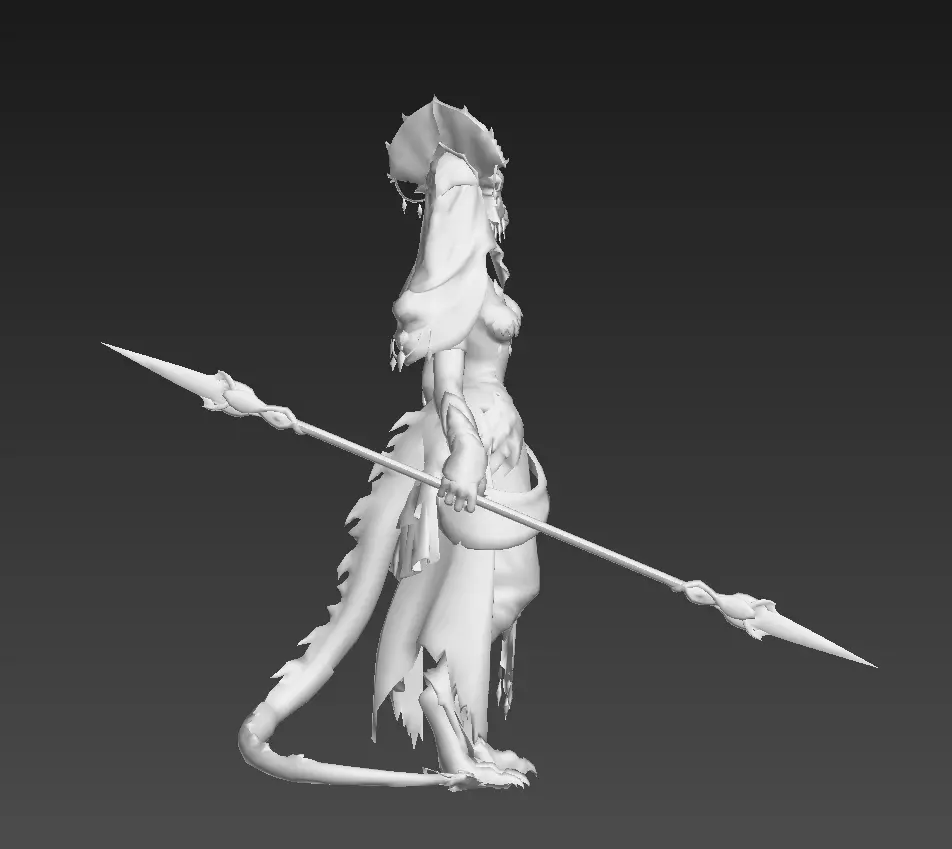 Lizard Woman Low-poly 3D model_28
