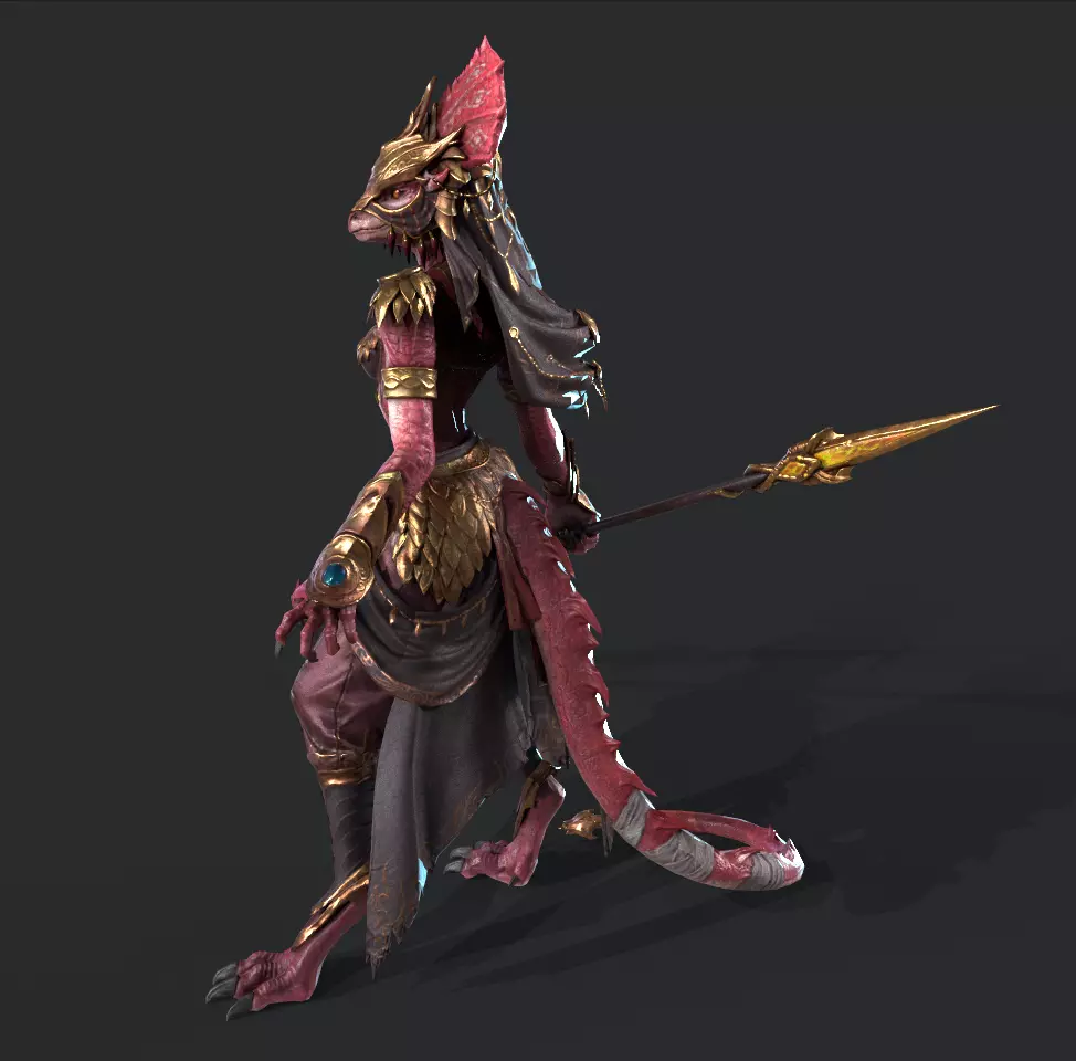 Lizard Woman Low-poly 3D model_18