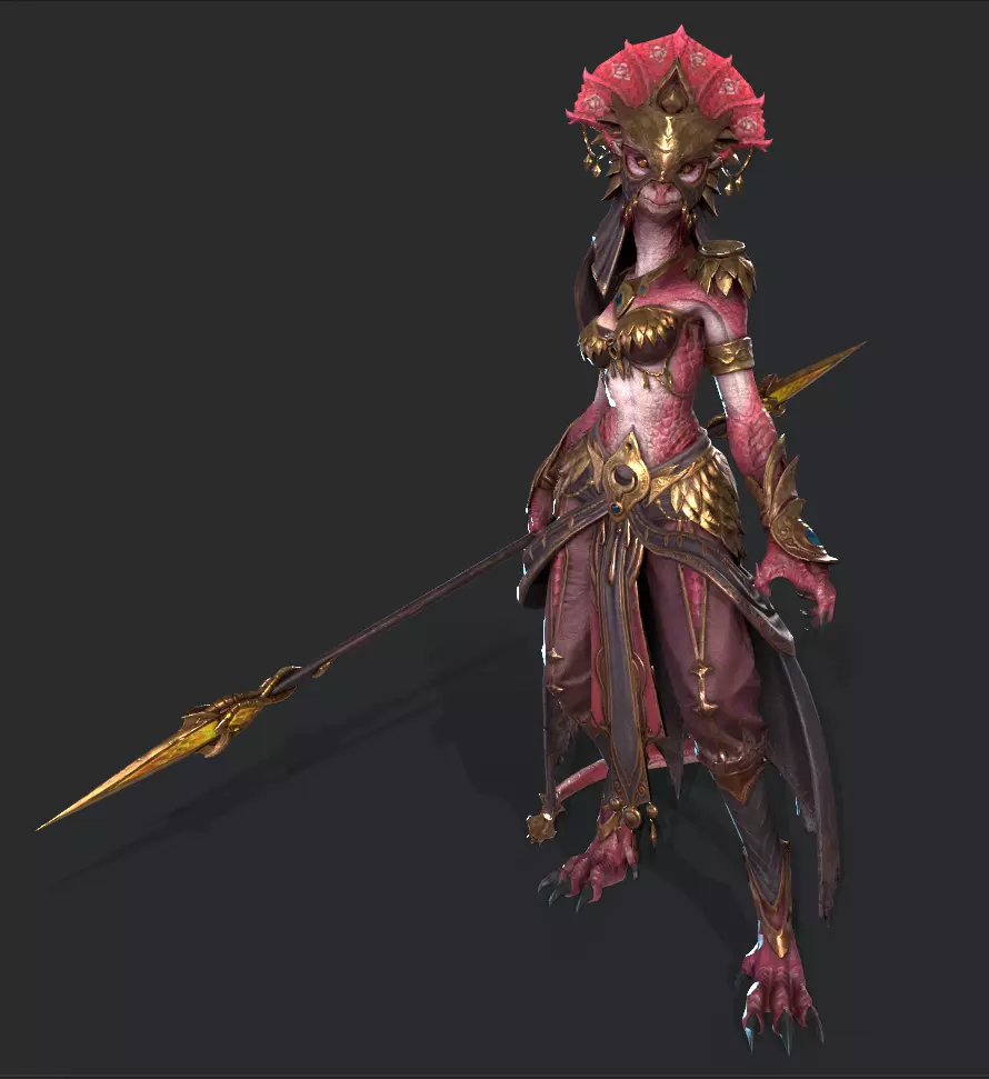 Lizard Woman Low-poly 3D model_14