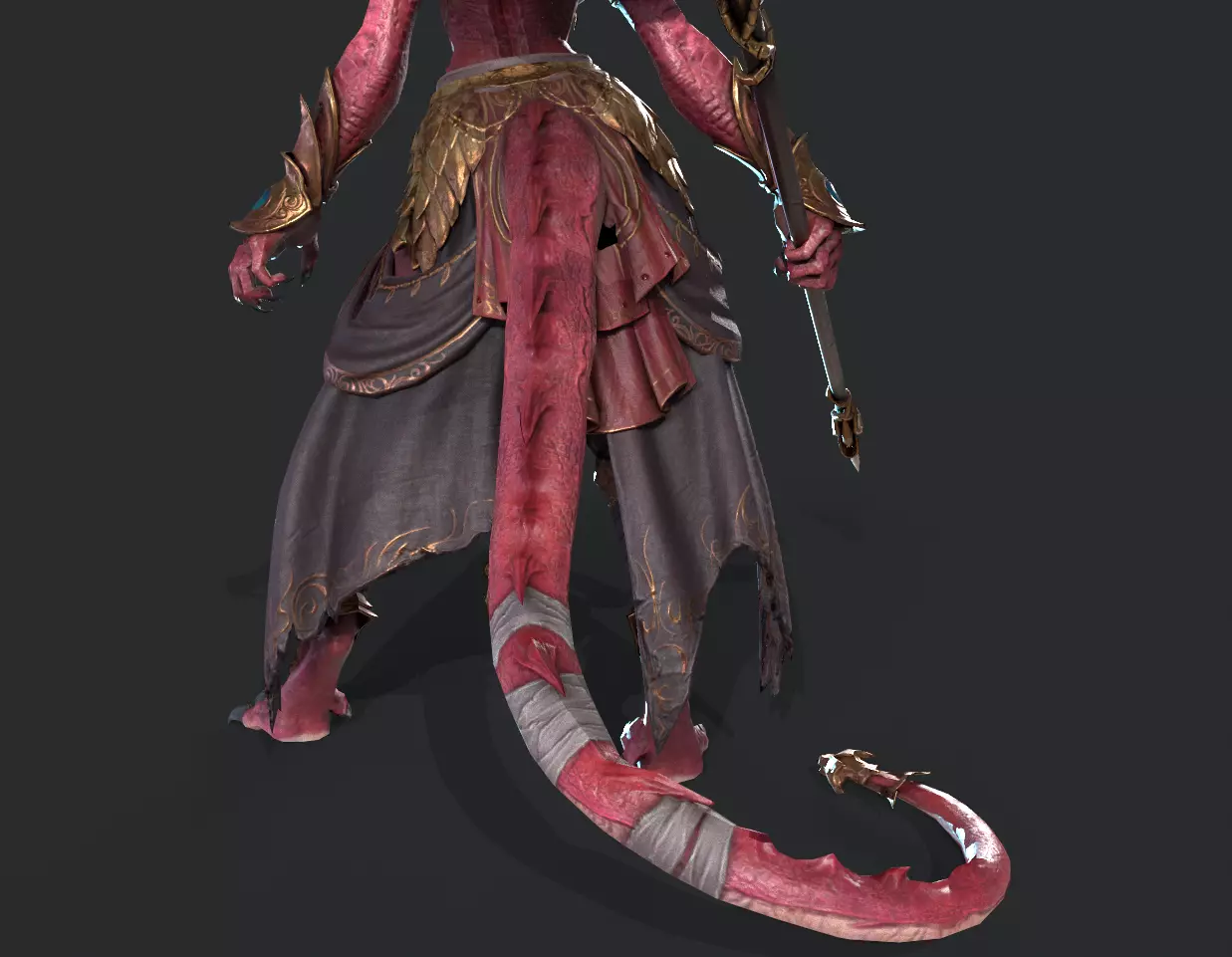 Lizard Woman Low-poly 3D model_19