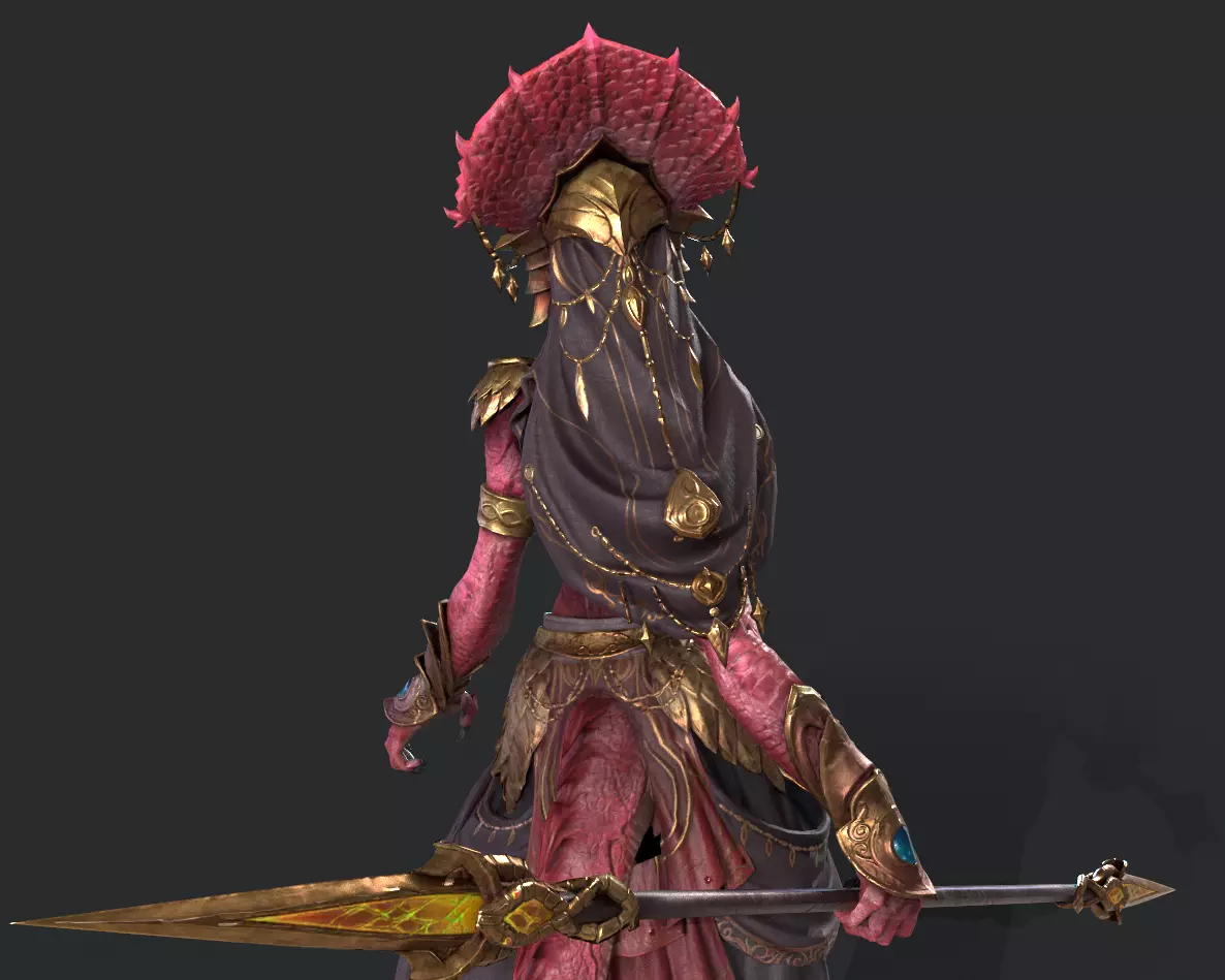 Lizard Woman Low-poly 3D model_13