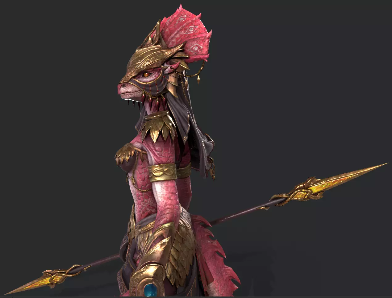 Lizard Woman Low-poly 3D model_7