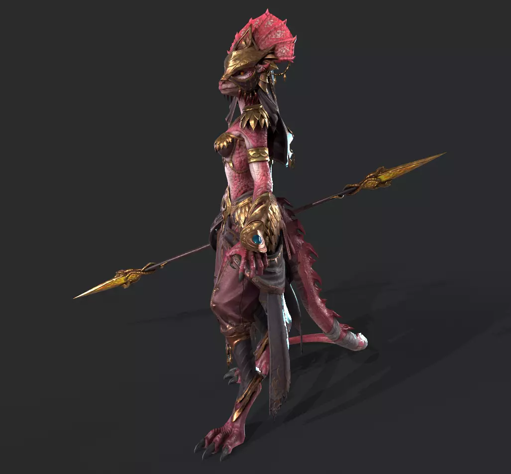 Lizard Woman Low-poly 3D model_17