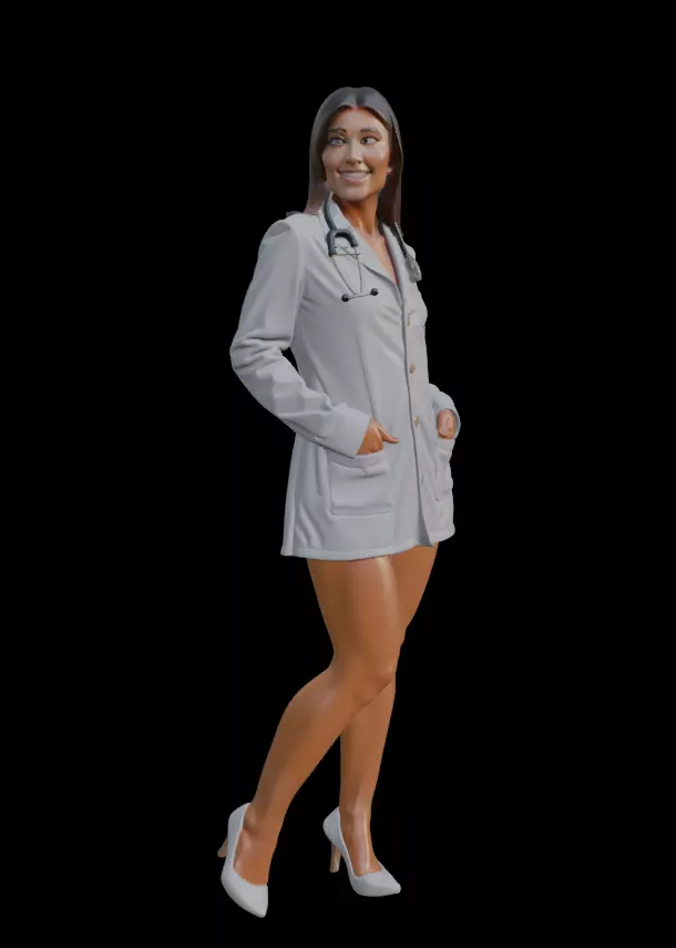 Stylish Female Doctor 3D model_4