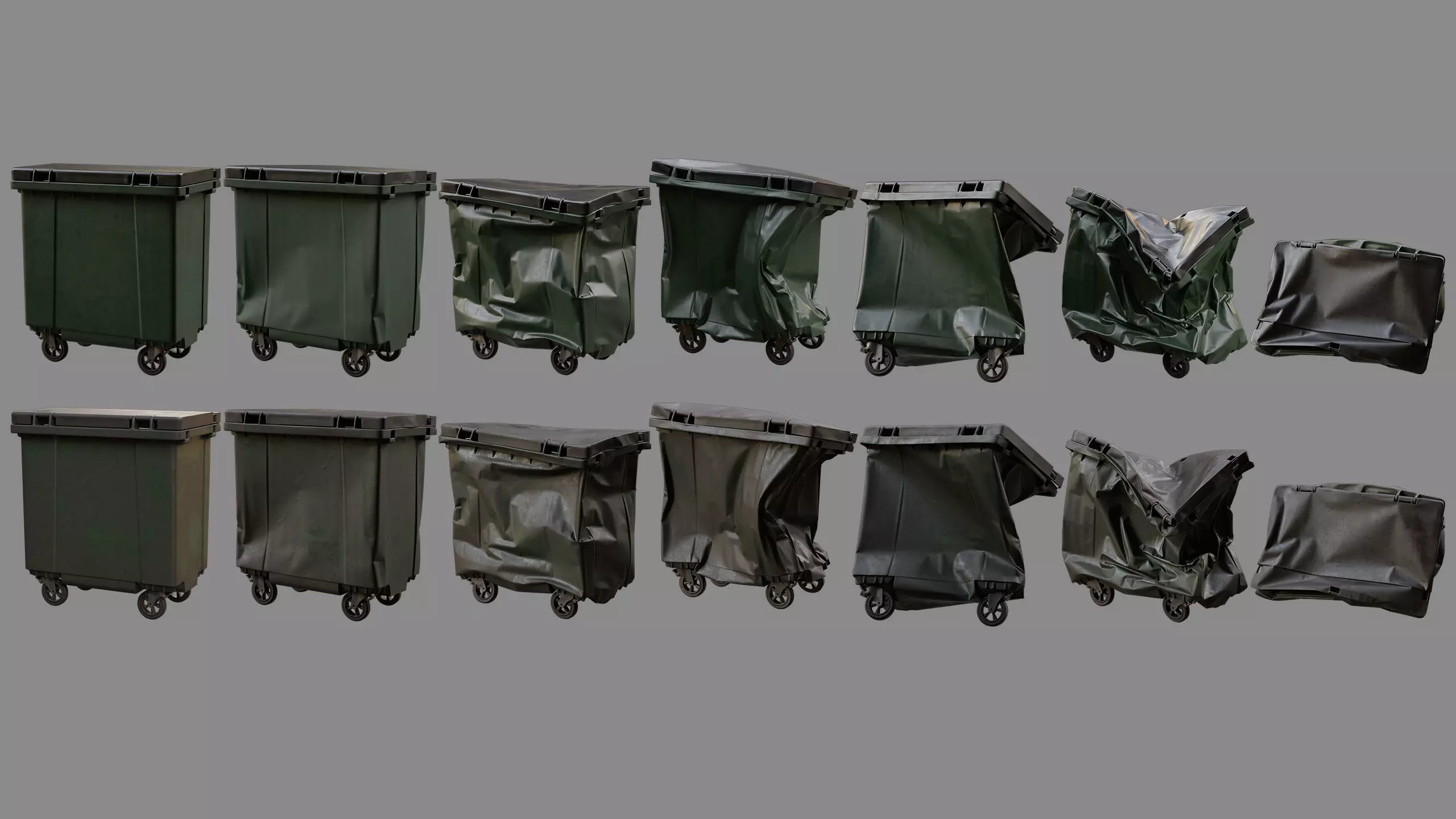 Crushed Trash Container Collection 3D model_4
