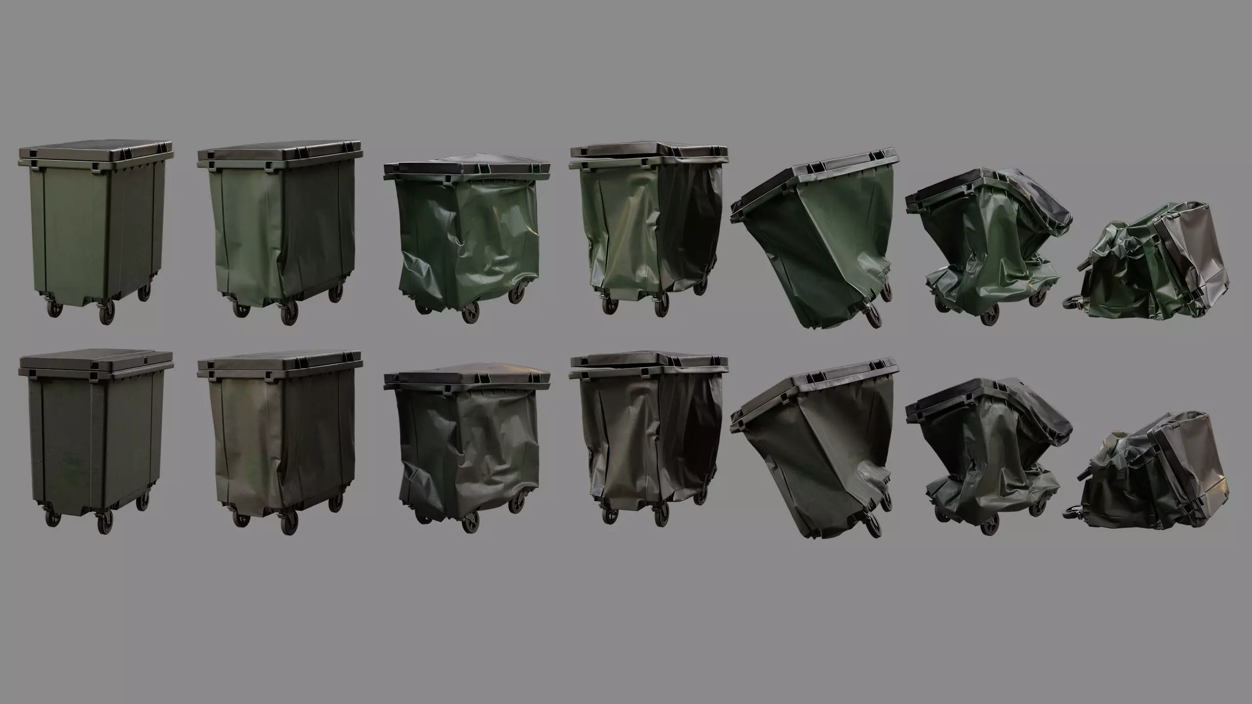 Crushed Trash Container Collection 3D model_3