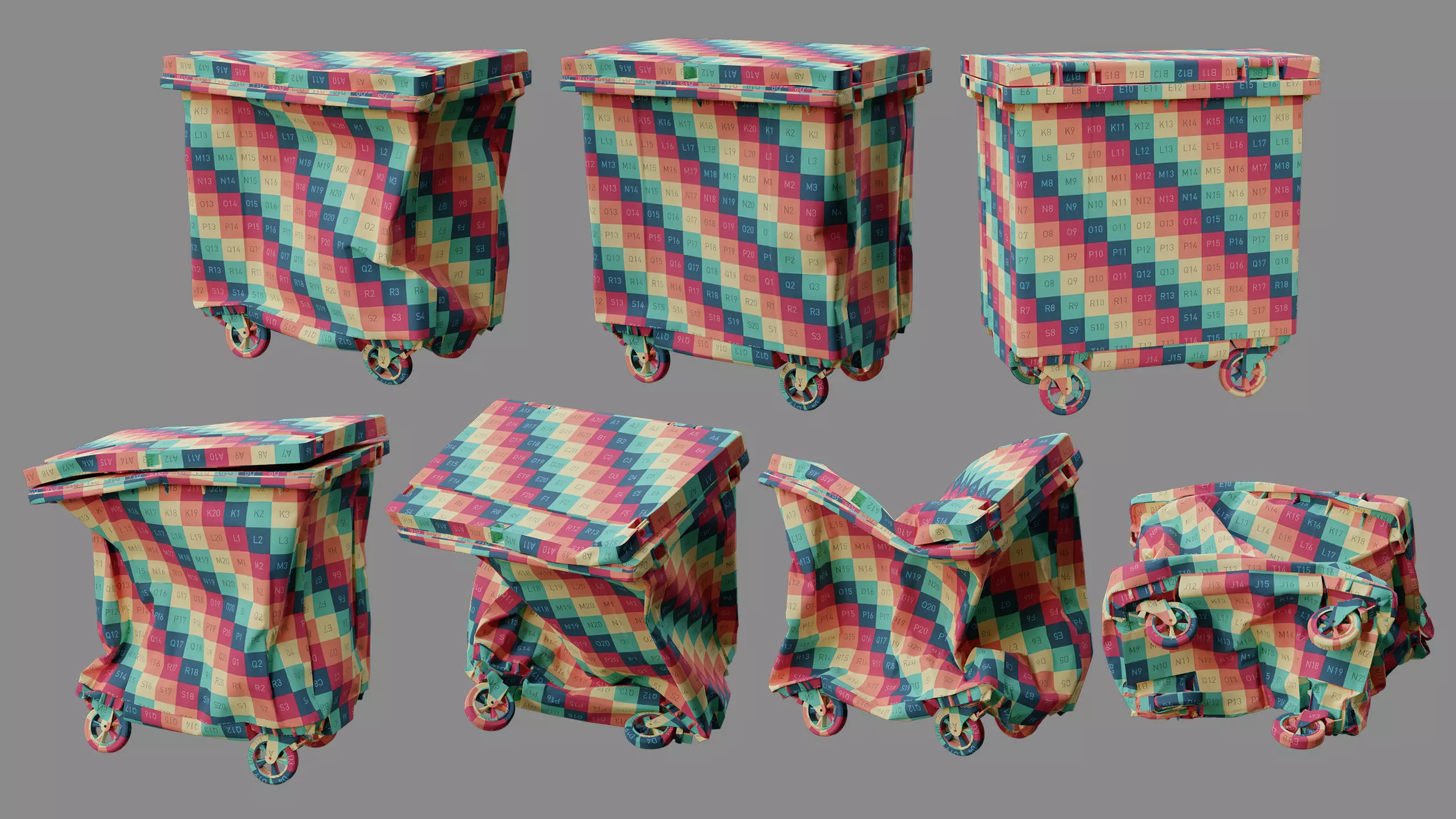 Crushed Trash Container Collection 3D model_7