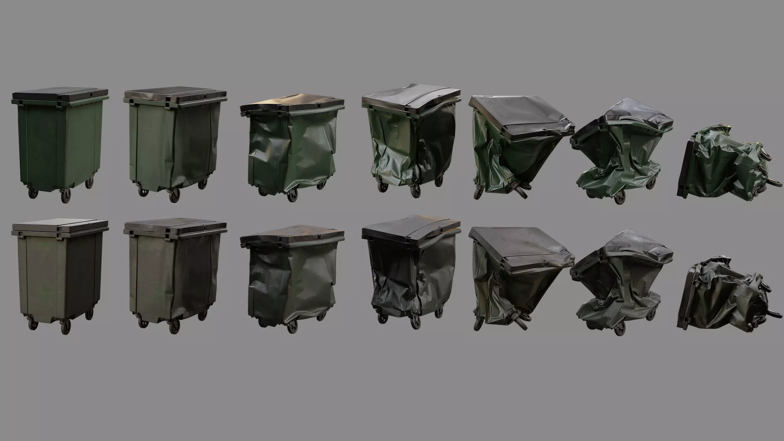Crushed Trash Container Collection 3D model_5