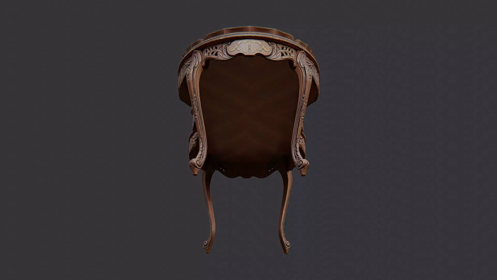 Ornate Wood Coffee Table Low-poly 3D model_5