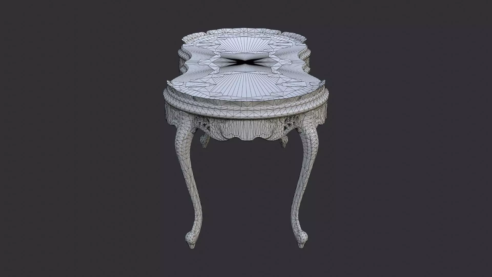 Ornate Wood Coffee Table Low-poly 3D model_7