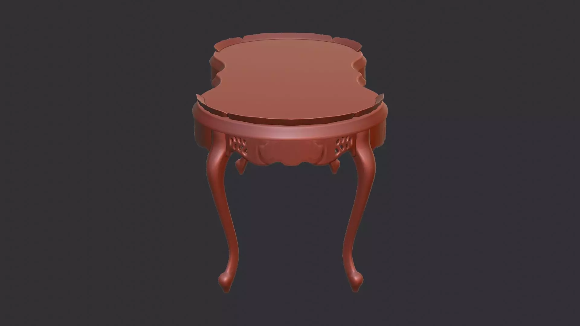 Ornate Wood Coffee Table Low-poly 3D model_6