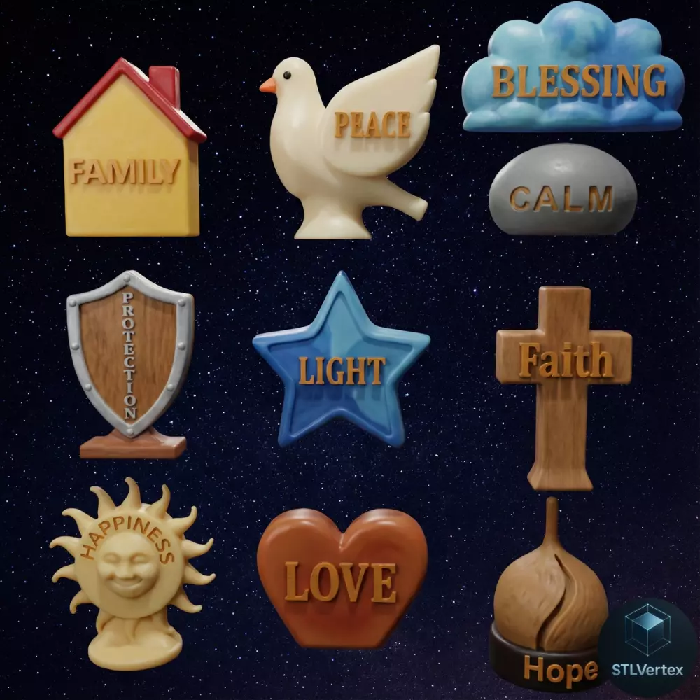 Collection of Good Wishes 3D Model for Printing STL 3D print model