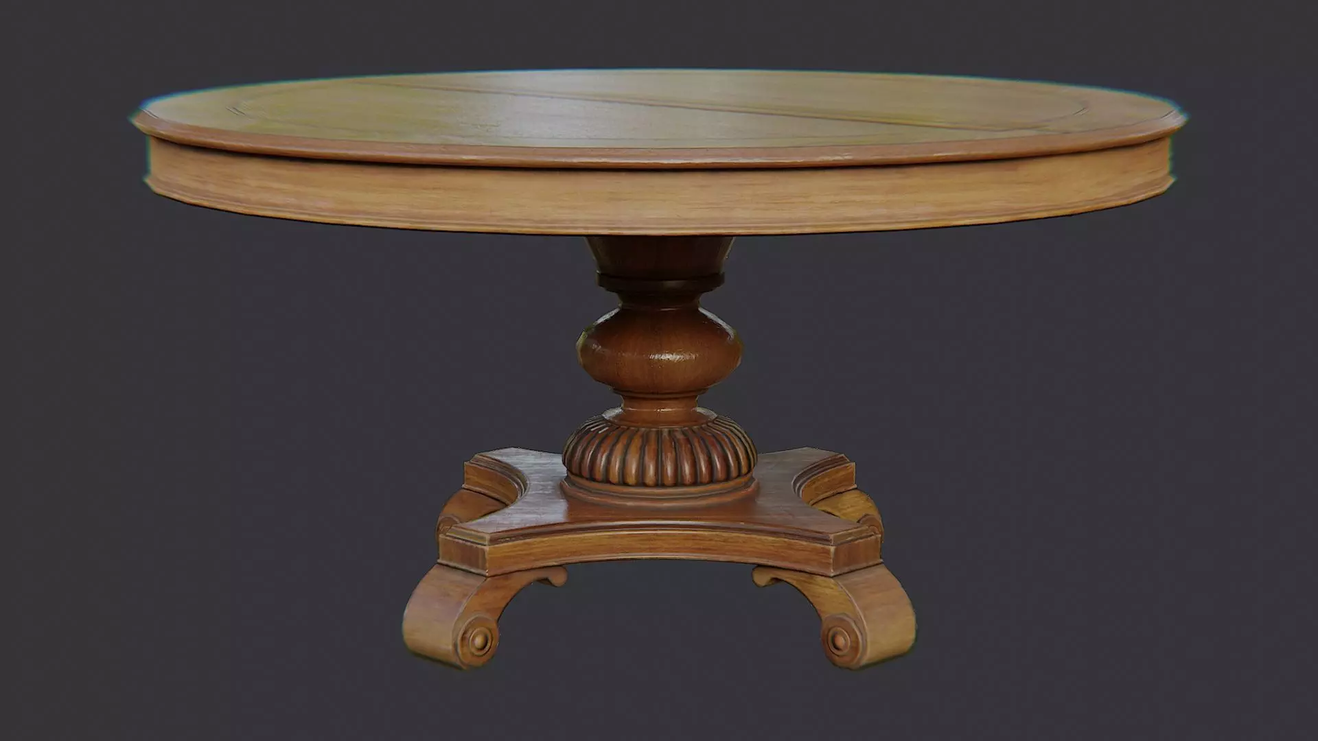 Wood Round Table with Pedestal for Dining Rooms Low-poly 3D model_2
