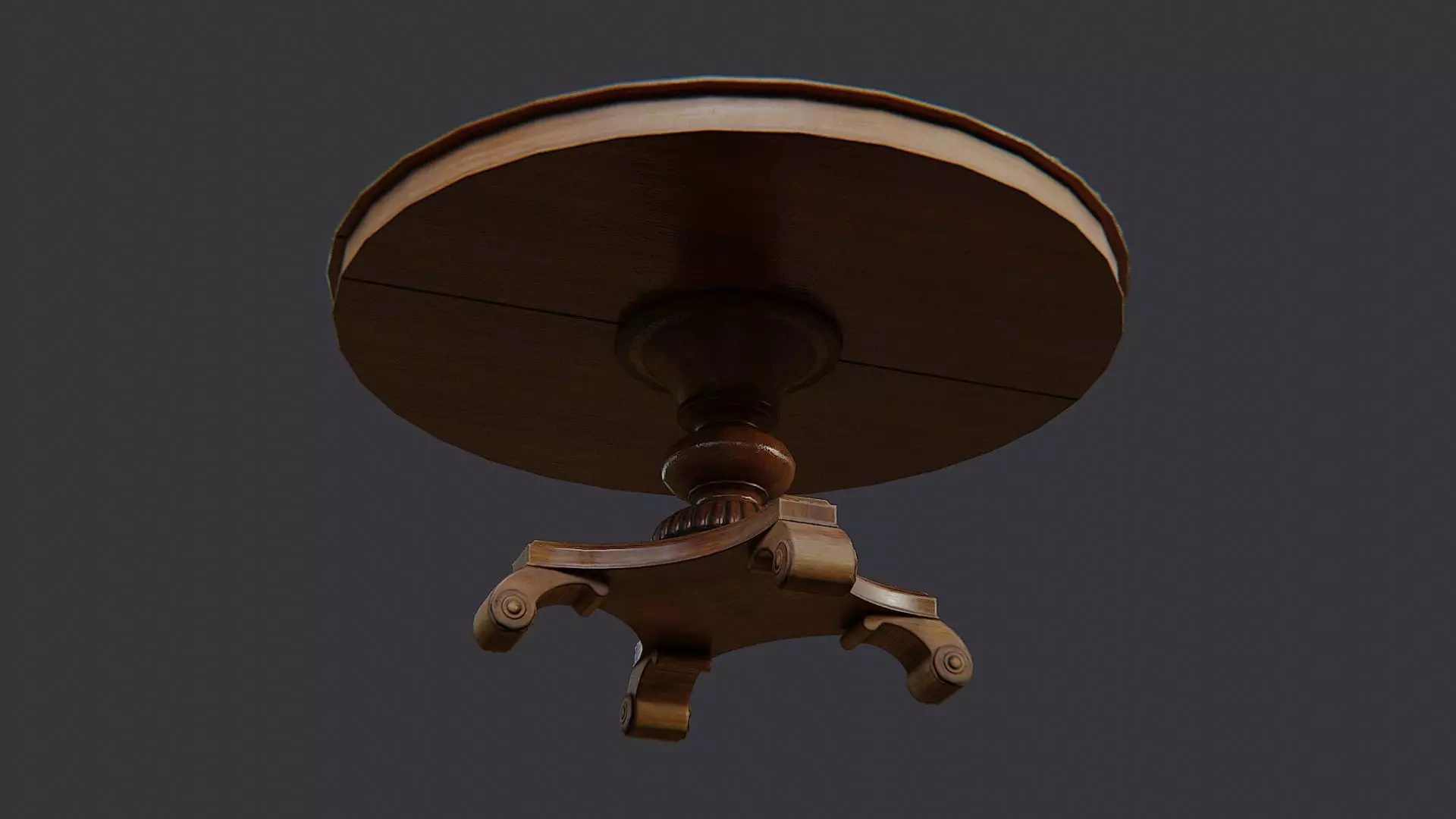 Wood Round Table with Pedestal for Dining Rooms Low-poly 3D model_5