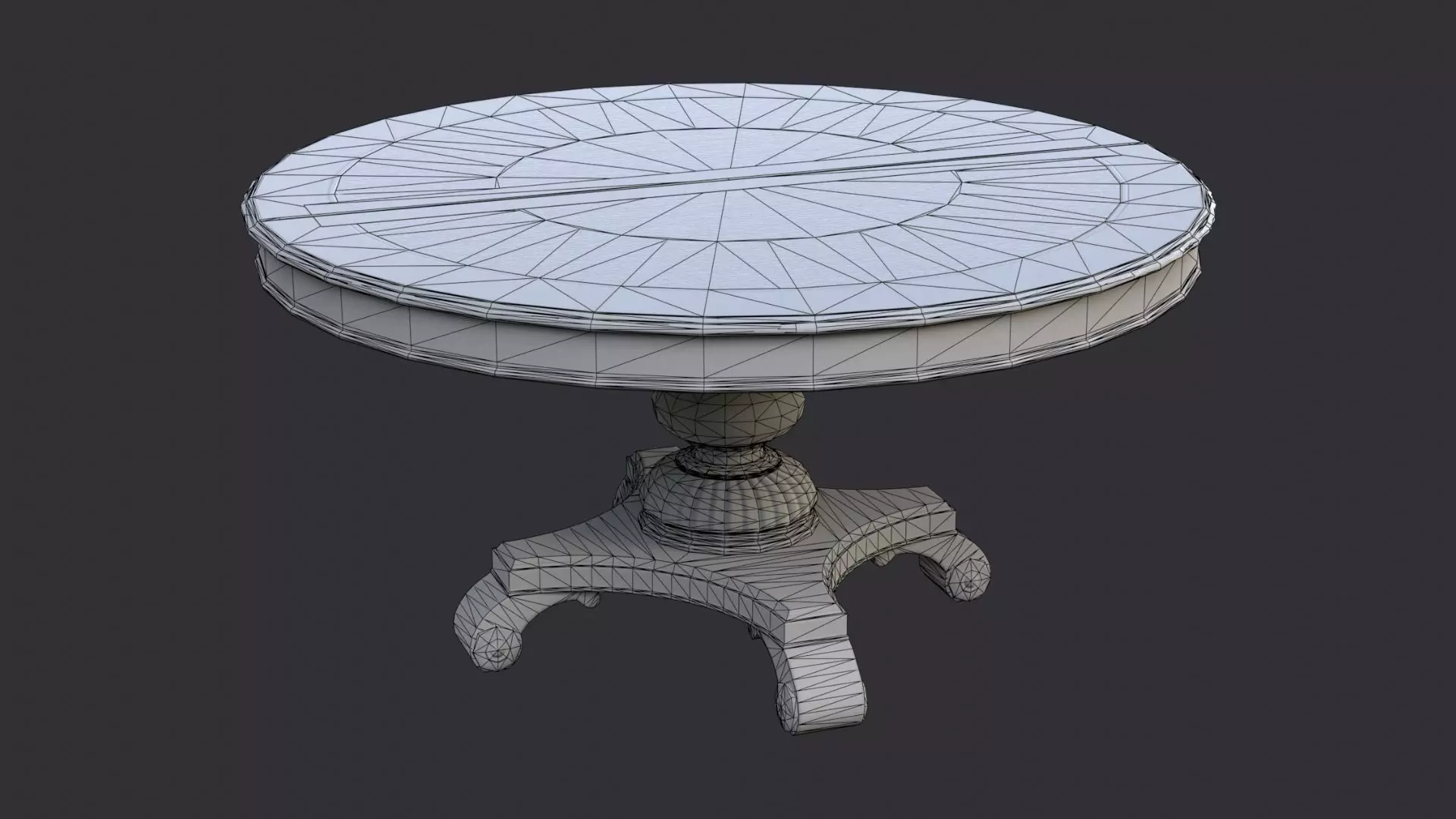 Wood Round Table with Pedestal for Dining Rooms Low-poly 3D model_7