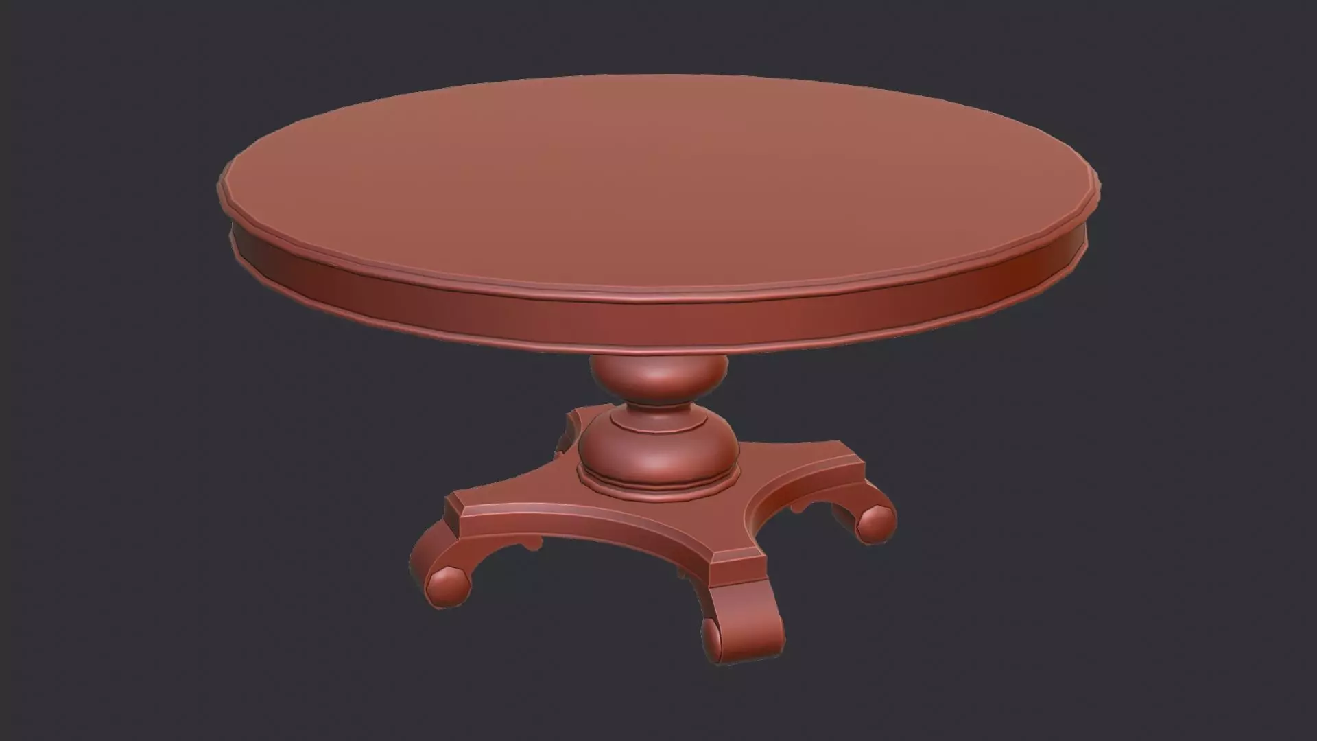 Wood Round Table with Pedestal for Dining Rooms Low-poly 3D model_6