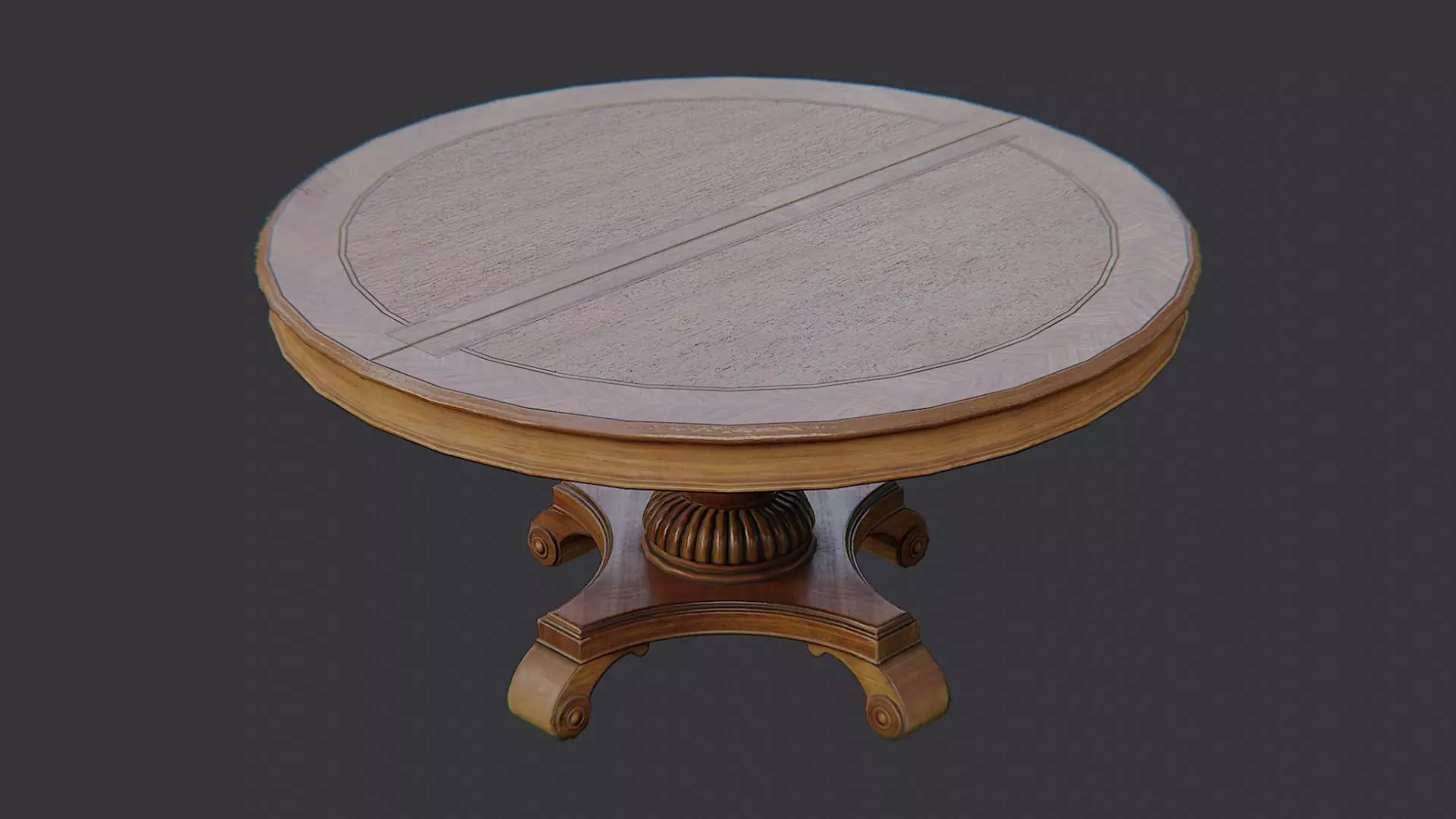 Wood Round Table with Pedestal for Dining Rooms Low-poly 3D model_3