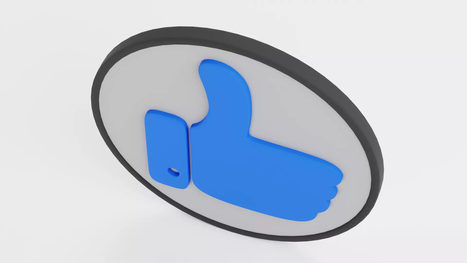 Like Icon - Thumbs Up Button Low-poly 3D model_6