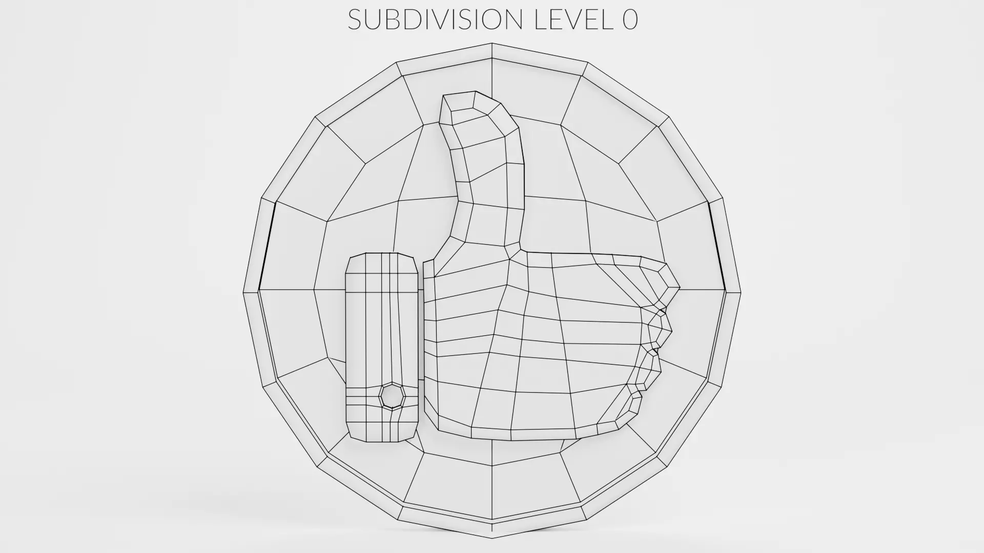 Like Icon - Thumbs Up Button Low-poly 3D model_8