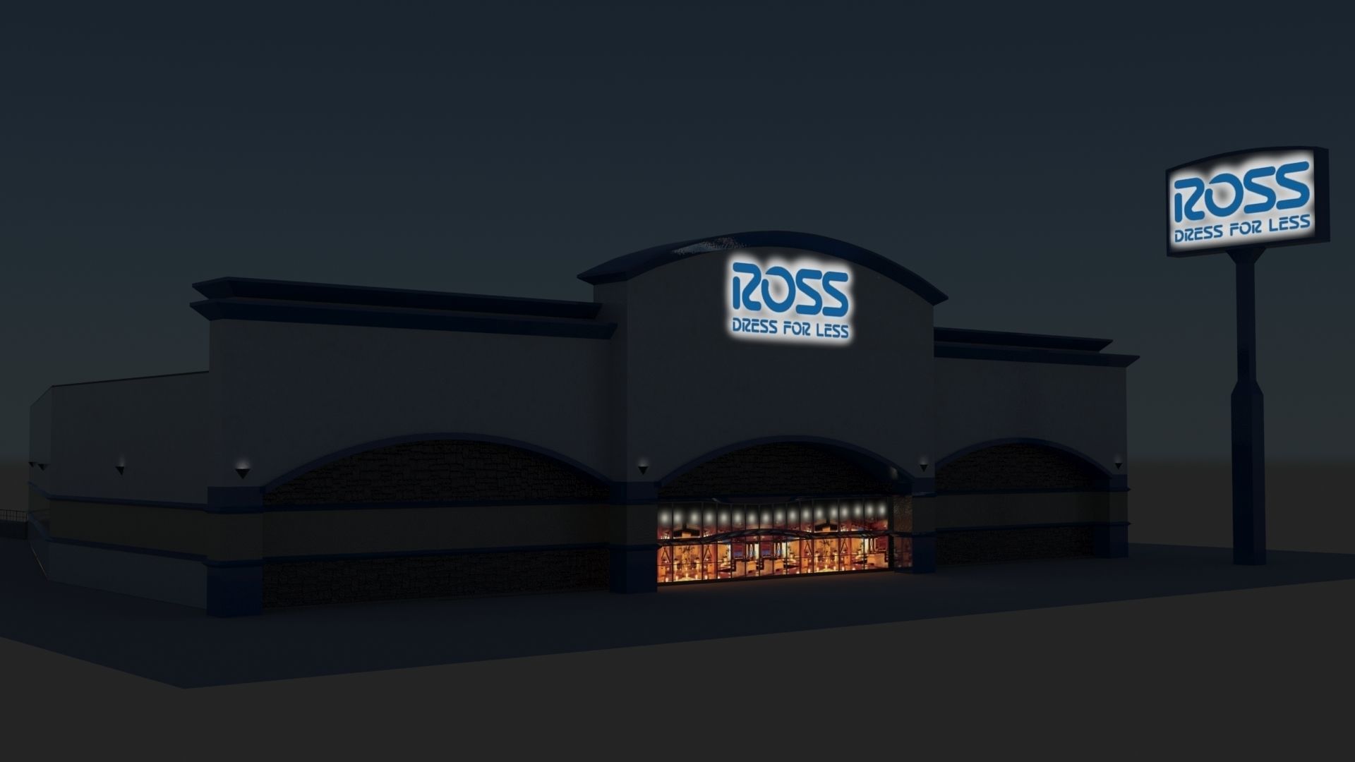 Ross Clothing Department Store Low-poly 3D model_3