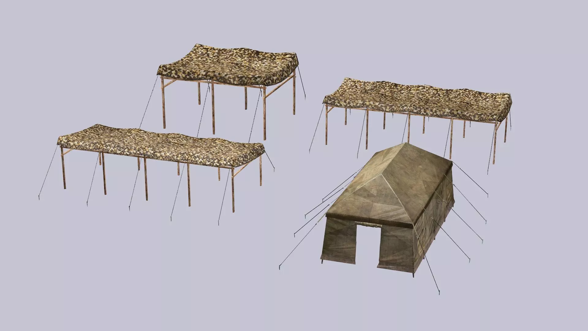 Military Exclusive Blender Tent Set Low Poly 3D Model Low-poly 3D model_3