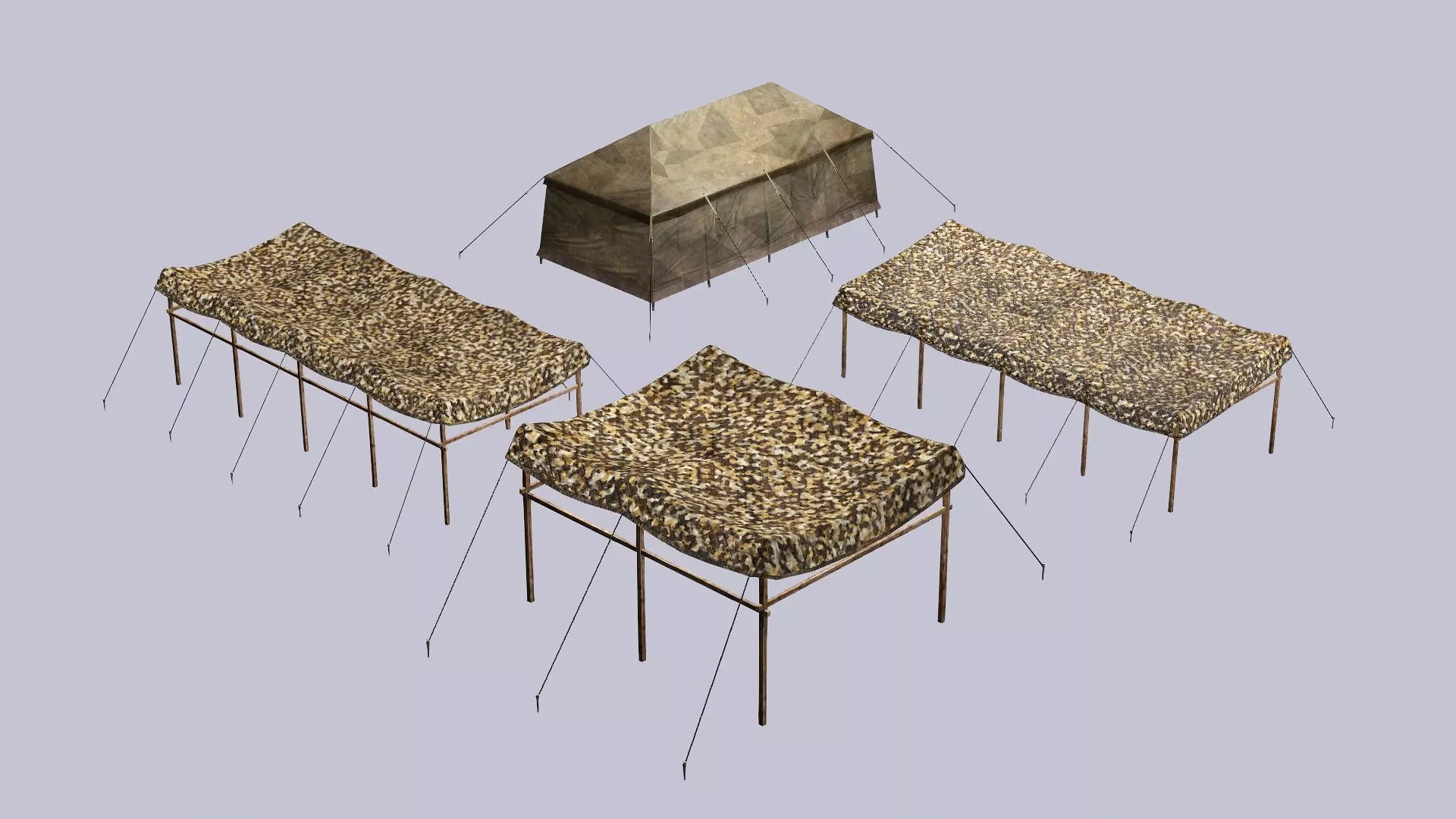 Military Exclusive Blender Tent Set Low Poly 3D Model Low-poly 3D model_2