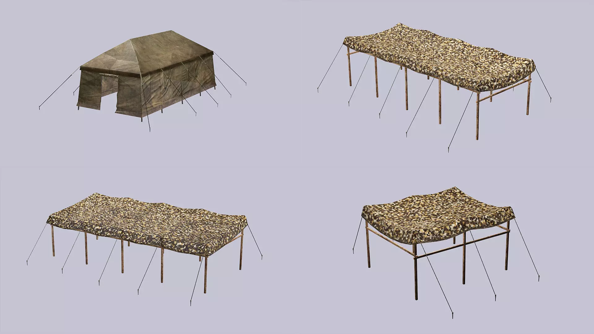 Military Exclusive Blender Tent Set Low Poly 3D Model Low-poly 3D model_0