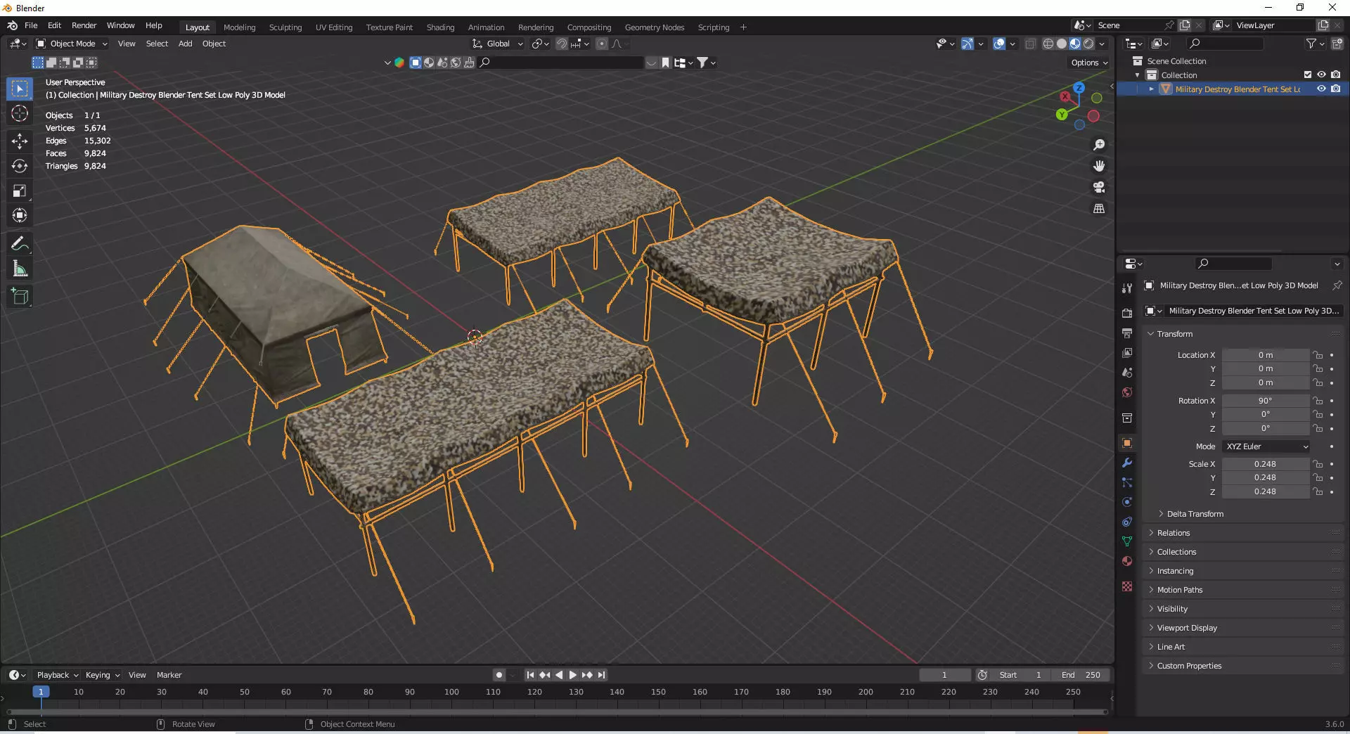 Military Exclusive Blender Tent Set Low Poly 3D Model Low-poly 3D model_16