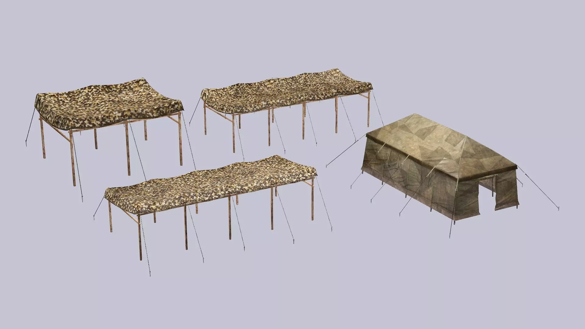 Military Exclusive Blender Tent Set Low Poly 3D Model Low-poly 3D model_1