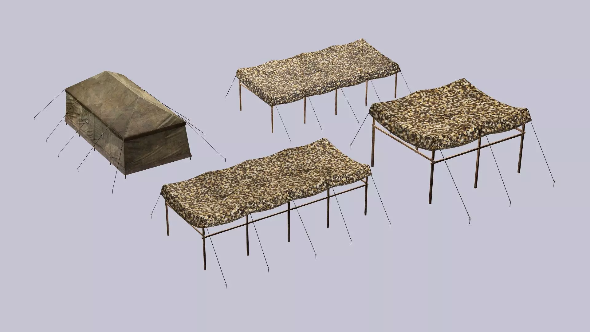 Military Exclusive Blender Tent Set Low Poly 3D Model Low-poly 3D model_4